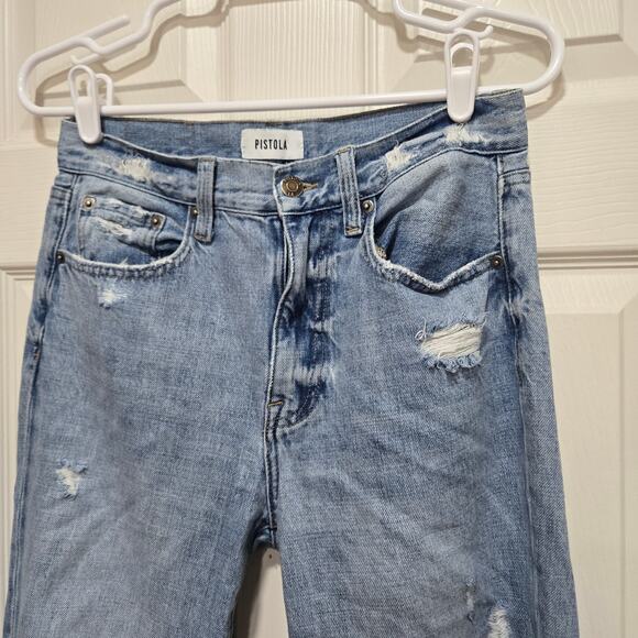 Pistola Keeley Ripped Flare Jeans Light Wash 26 - Picture 5 of 12